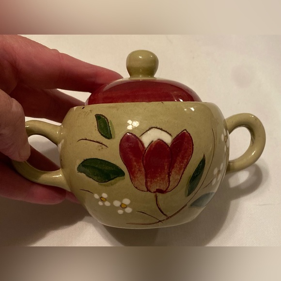 Stangl Pottery 'Magnolia' Lidded Sugar Bowl & Creamer Set Mid Century Modern - Picture 9 of 10